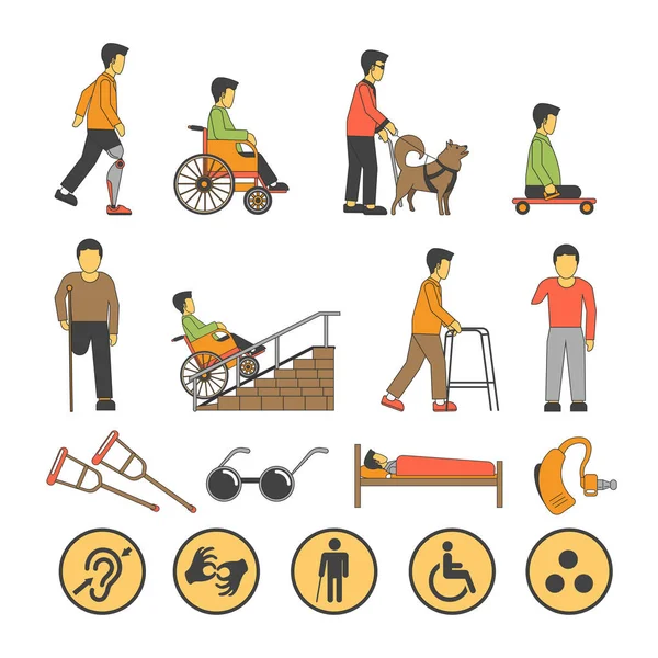 Disability handicapped people — Stock Vector
