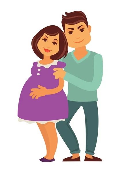 Femme enceinte et mari — Image vectorielle