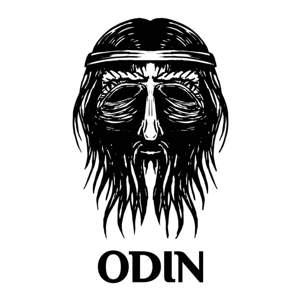 Odin escandinavo antigo deus cabeça —  Vetores de Stock