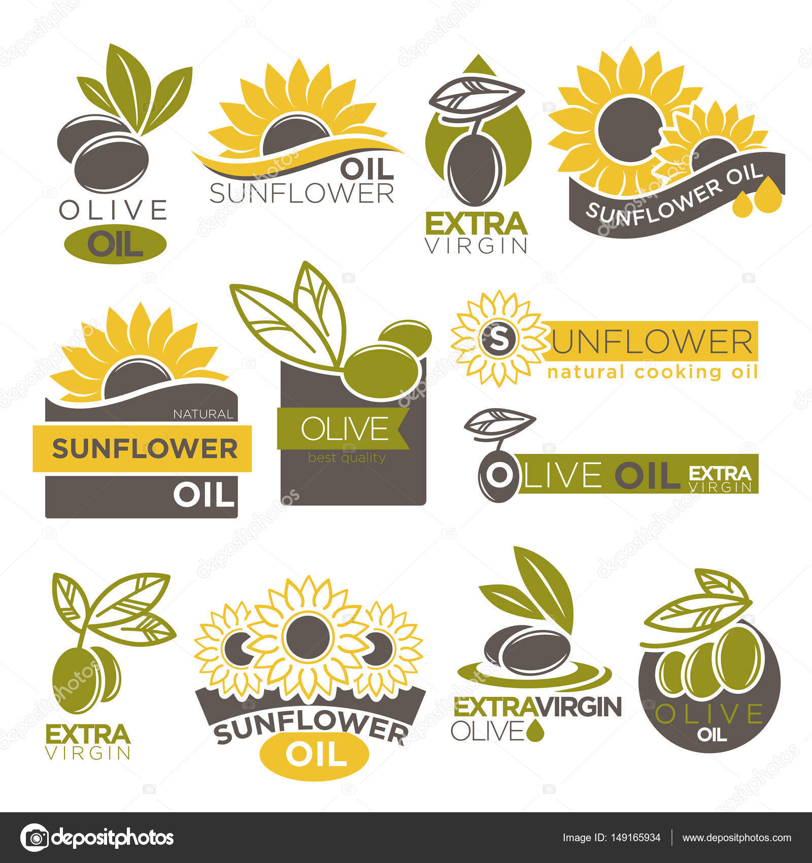 Olive and sunflower oil icons — Stock Vector © Sonulkaster 149165934