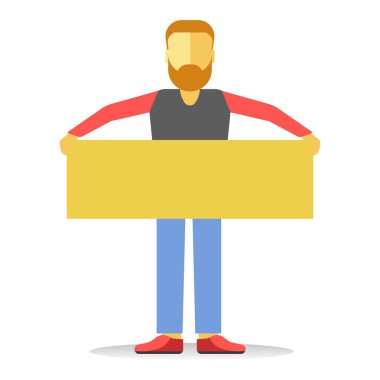 Adam boş afiş tutarak çarpıcı 