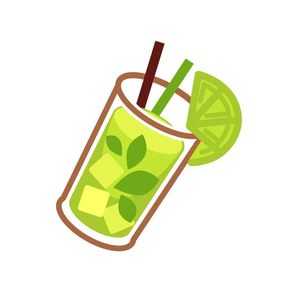 Mojito grön cocktail i glas — Stock vektor