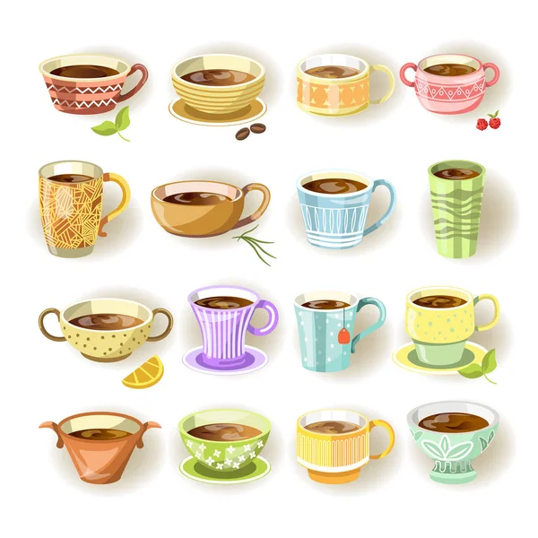 Cups colorful set — Stock Vector