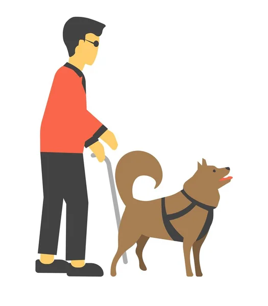 Discapacitados humanos discapacitados con compañeros de ayuda caninos — Vector de stock