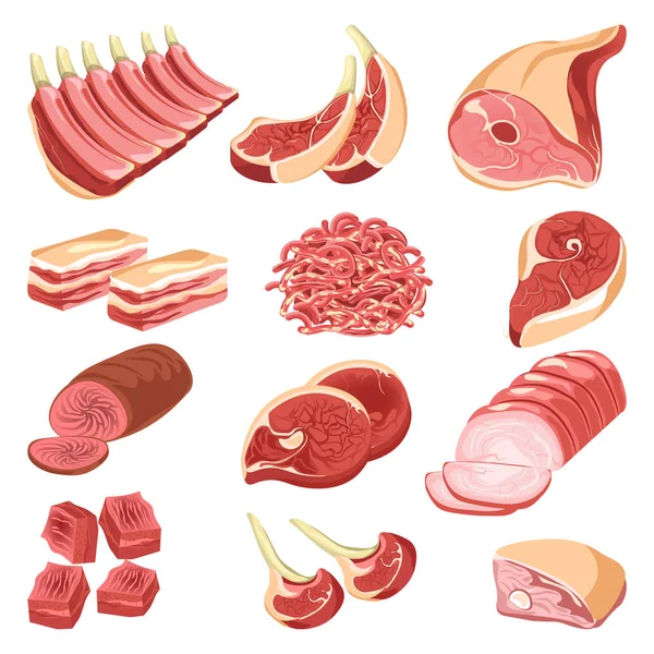 Recogida de cortes de carne fresca — Vector de stock