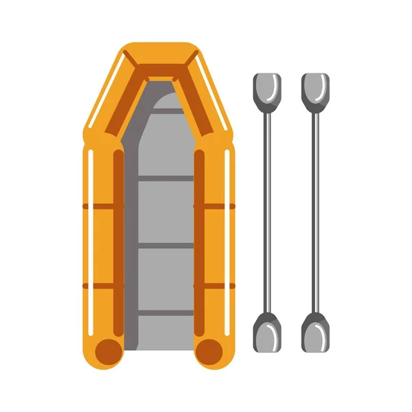 Bateau gris-orange avec deux rames — Image vectorielle