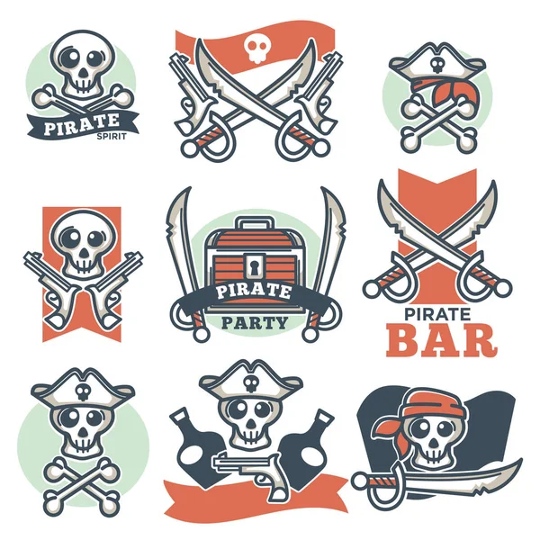 Emblemas del logotipo del espíritu pirata — Vector de stock