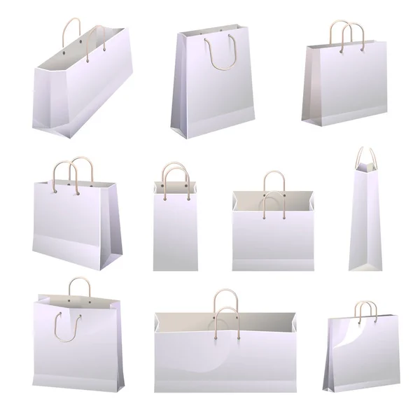 Paper shopping bags with handles — Stock Vector