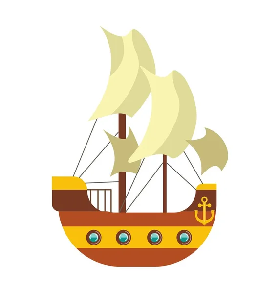 Pirates ship with sail canvas — Stock Vector