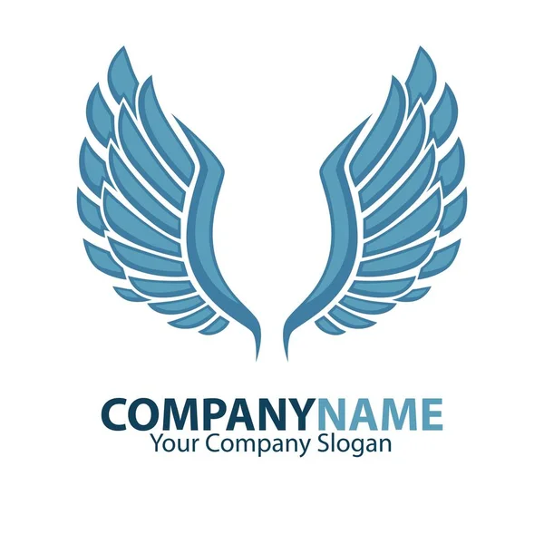 Nom de l'entreprise emblème aux ailes bleues — Image vectorielle