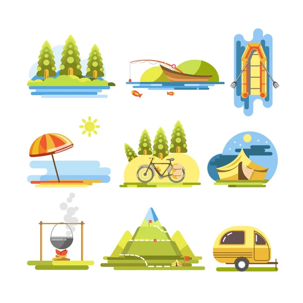 Activités estivales affiche colorée — Image vectorielle