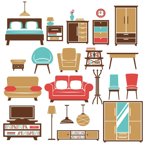 Muebles para el hogar y accesorios interiores — Vector de stock