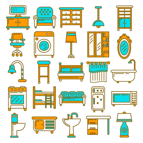 Home furniture and room interior accessories — Stock Vector