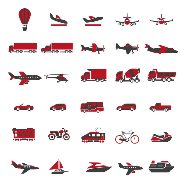 Közlekedés és a járművek ikonok beállítása — Stock Vector