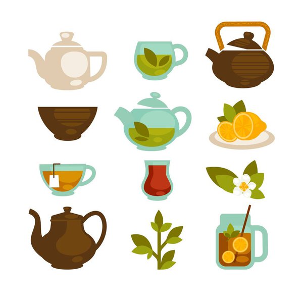 Tea cups, teapot and teabags