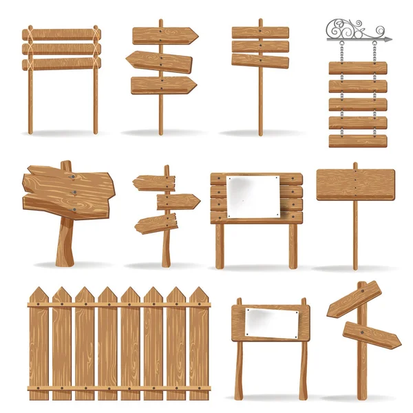 Fából készült homlokzaton és a jelek iránya — Stock Vector