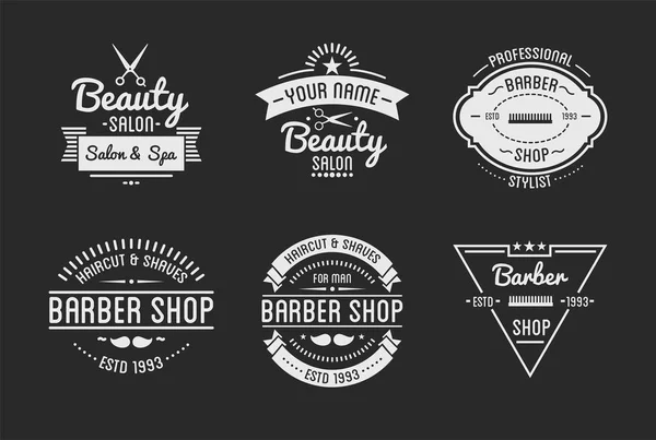 Set di emblemi vintage da barbiere — Vettoriale Stock