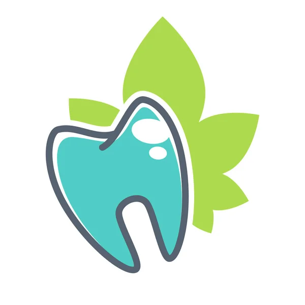 Ícone de dente e folha verde —  Vetores de Stock
