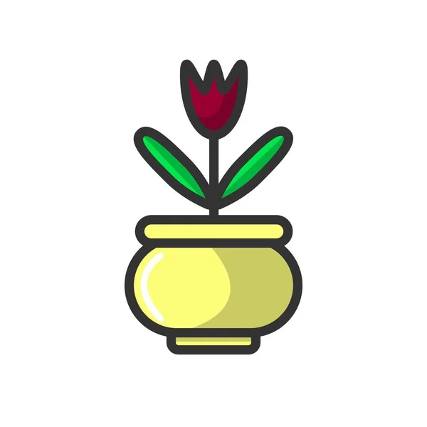 Kvetoucí květina v žluté nádobě — Stockový vektor