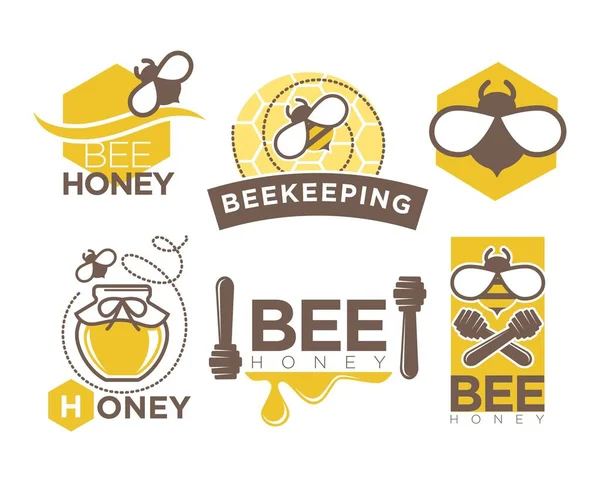 養蜂とハチミツのシンボル — ストックベクタ