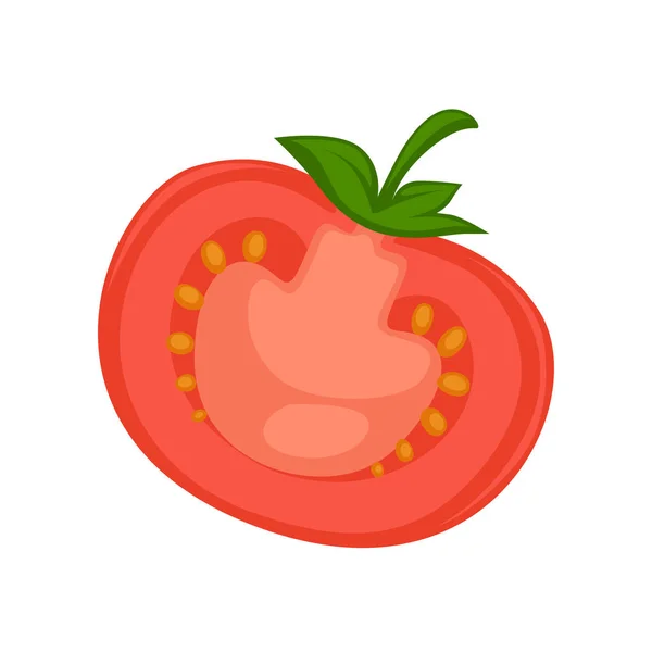 La mitad de tomate rojo maduro — Vector de stock