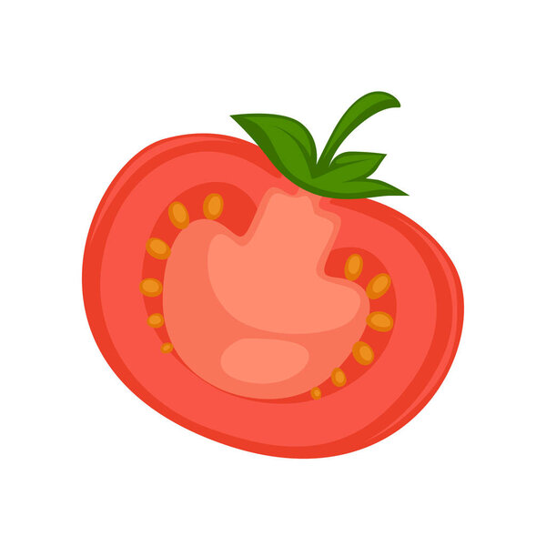 half of red ripe tomato