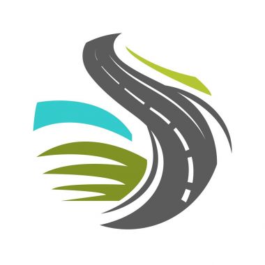 Logo geleneksel yol düz stil tasarım öğelerinde çizgi ile