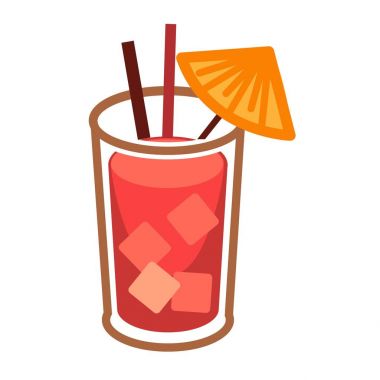 İki çubuk ile highball cam buz küpleri ile modern kokteyl Bloody Mary