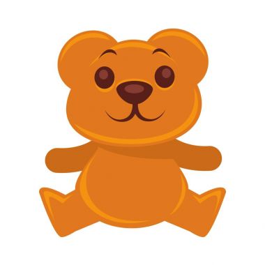 Plush teddy bear vector illustration isolated on white. Cartoon animal clipart