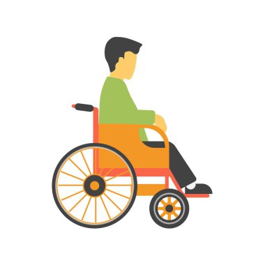 Beyaz arka plan vektör izole tekerlekli sandalye üzerinde meçhul kişi aciz