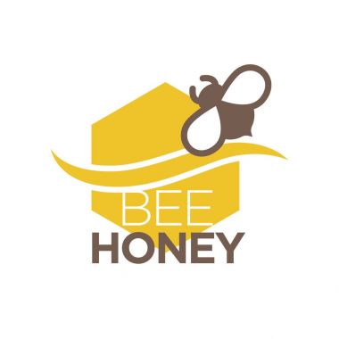 Arı bal logo tasarımı ile izole böcek. Organik tatlı mead