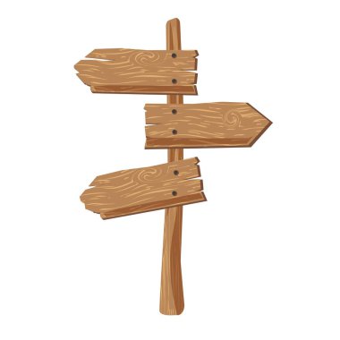 Tahta çubuğa bağlı farklı yönlere gösterilen üç dizinler