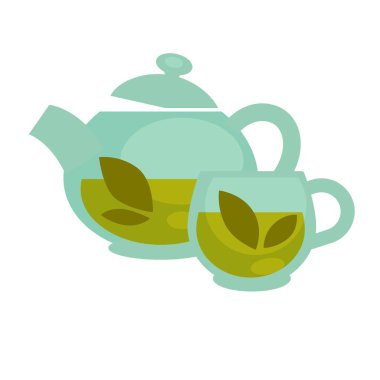 Şeffaf çay bardağı ve pot