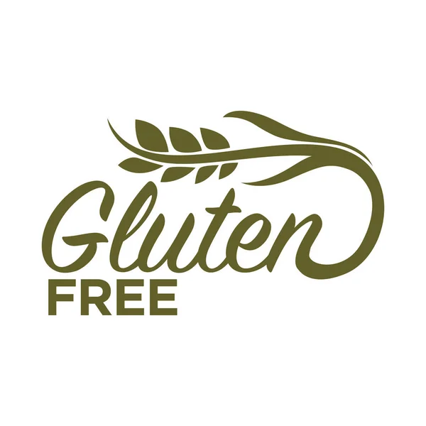 Bebas gluten dalam desain logo produk makanan sehat organik - Stok Vektor