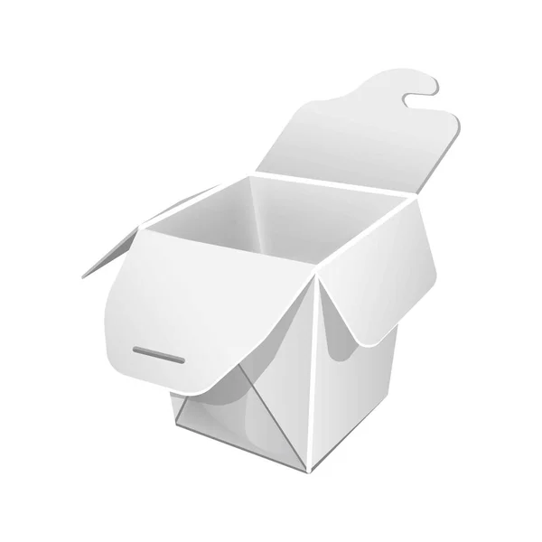 Élelmiszer csomagolás üres nyitott papírzacskót elszigetelt fehér. — Stock Vector