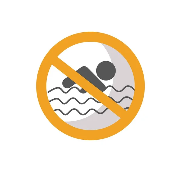 游泳禁止安全标志矢量图上白色孤立 — 图库矢量图片