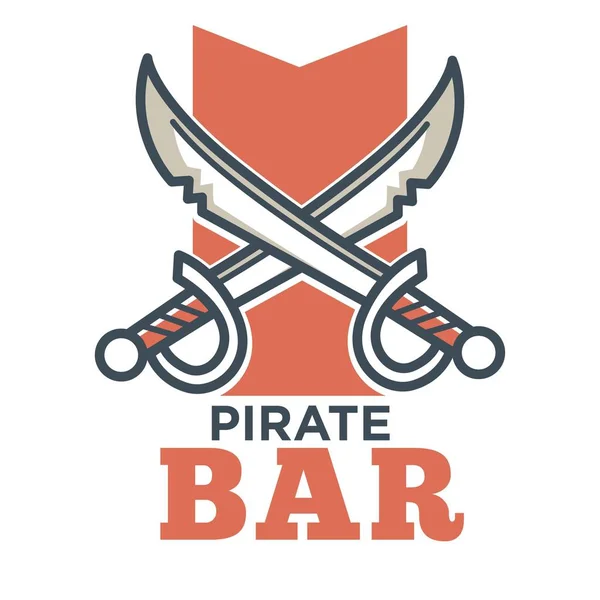 Pirate bar flat logo label isolated on white — Stock Vector