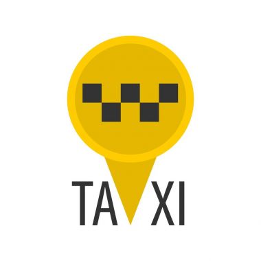 Yellow pin-shaped taxi sign clipart
