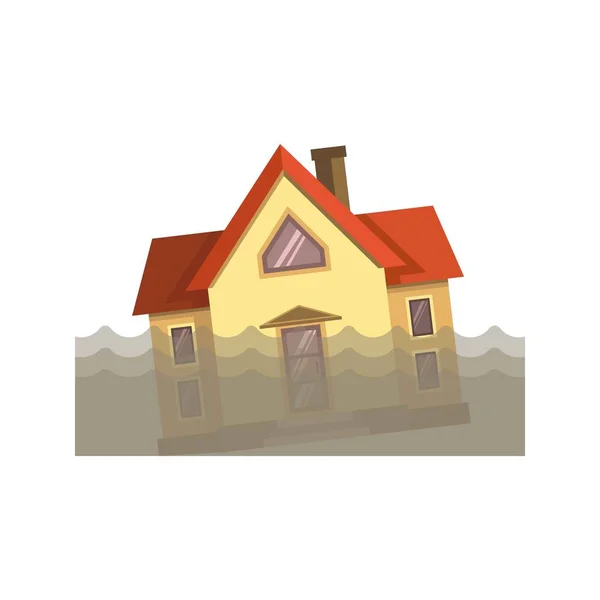 Casa durante la inundación — Vector de stock