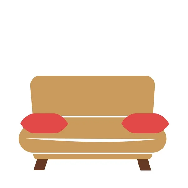 Sofá marrom com travesseiros — Vetor de Stock