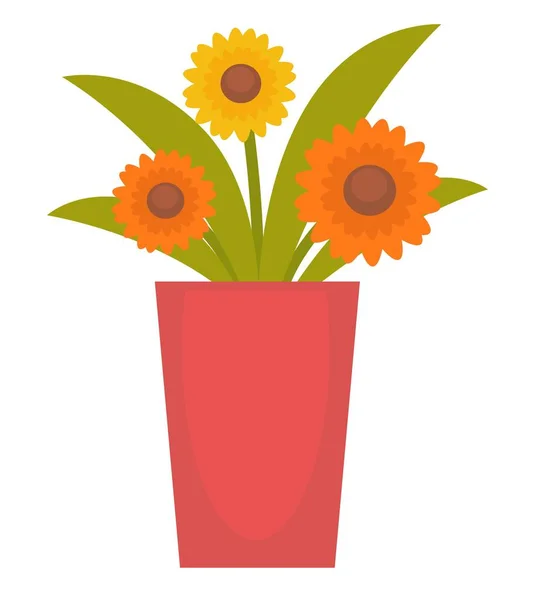 Fleurs de couleur orange dans un vase — Image vectorielle