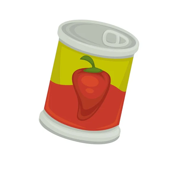 Κόκκινες πιπεριές, μαριναρισμένες σε κασσίτερο. — Διανυσματικό Αρχείο