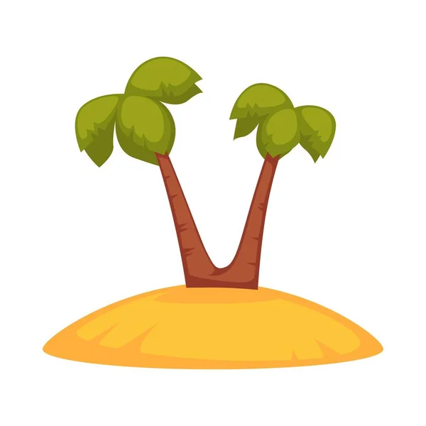 Isla de arena y dos palmeras — Archivo Imágenes Vectoriales