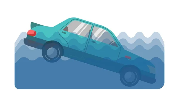 Voiture tombée dans l'eau — Image vectorielle
