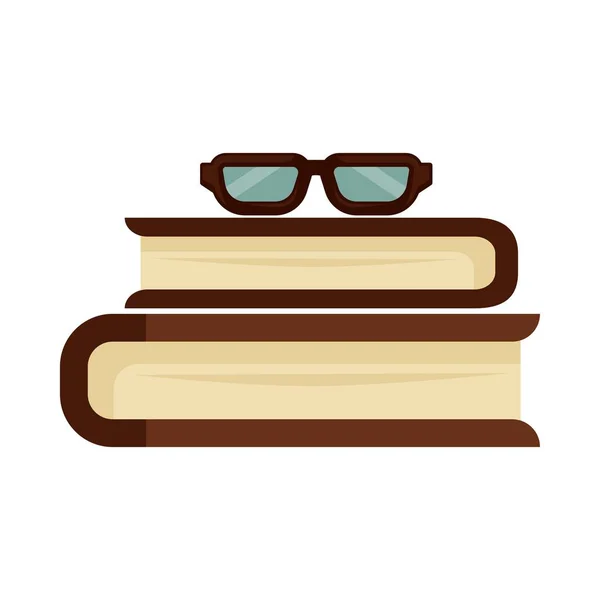 Boeken en bril geplaatst in een broodje — Stockvector