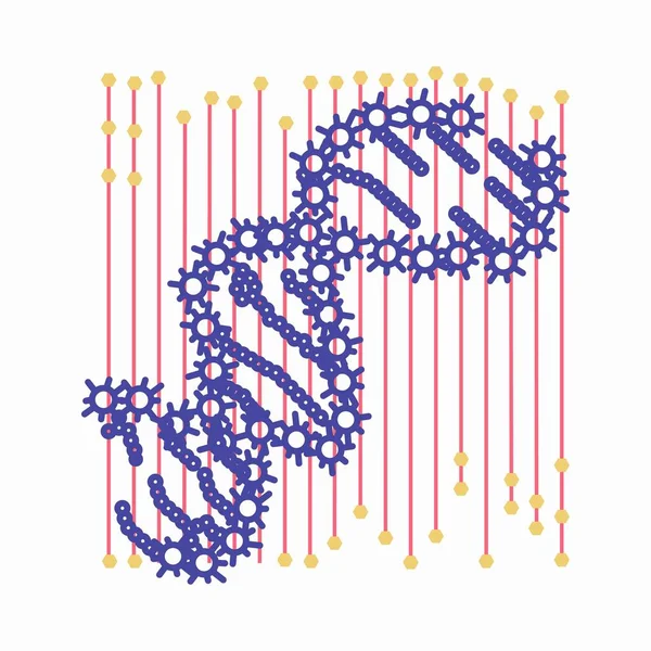 Célula de DNA feita com partes abstratas — Vetor de Stock