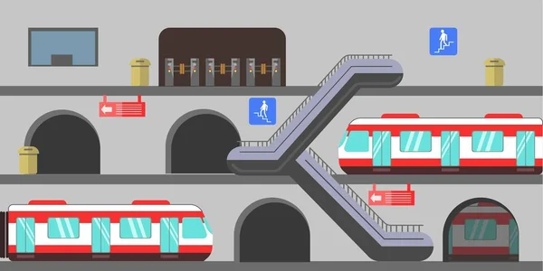 Різні рівні станції метро — стоковий вектор