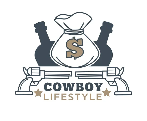 Sinal de estilo de vida de cowboy —  Vetores de Stock