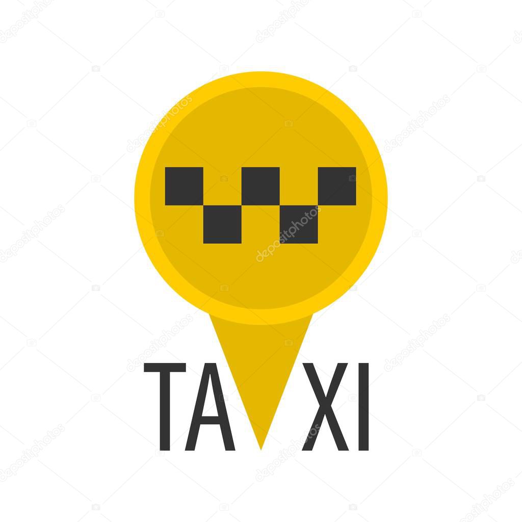 Yellow pin-shaped taxi sign