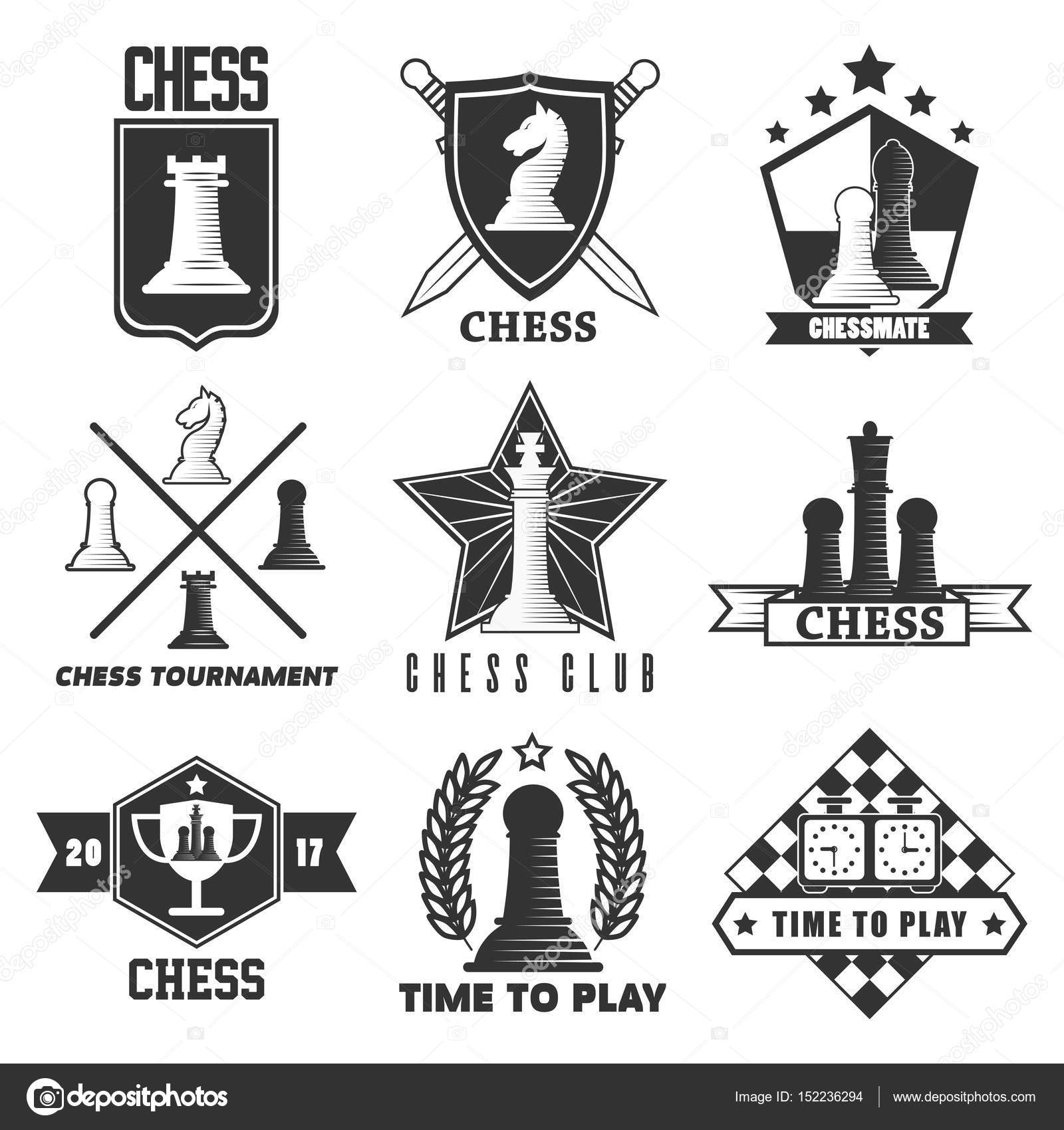 Xadrez e rei peça logotipo ilustração vetorial vintage ícone de modelo  design gráfico. sinal retro ou símbolo para torneio de xadrez ou clube com  escudo emblema conceito preto e branco